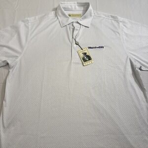 SHIRT GOLF POLO Donald Ross MEN LRG Sportswear WHT/NAVY DOTS Short SleeveNWT
